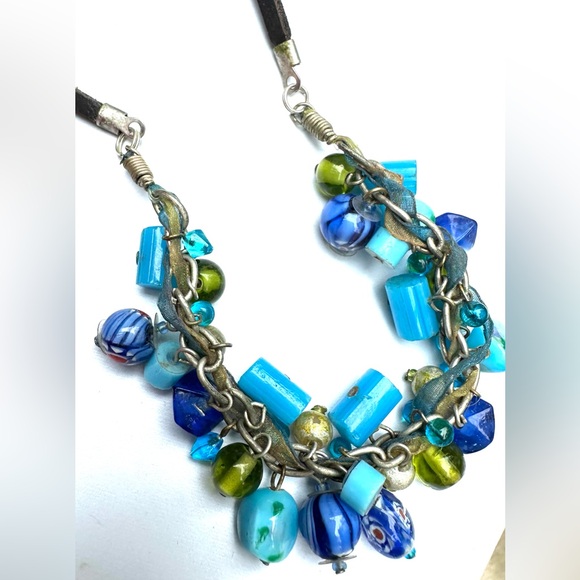 Italian &Venetian Glass, HandBlown, +Leather original necklace/Toggle.NonBinary - Picture 3 of 6
